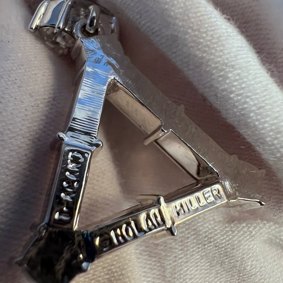 Nolan Miller Vintage Vintage Rhinestone Triangle Drop Dangle Earrings Signed - Picture 3 of 6